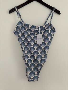 NWT KAHORA Palm Beach Leah one-piece Blue BATHING SUIT - L fits most 10-12